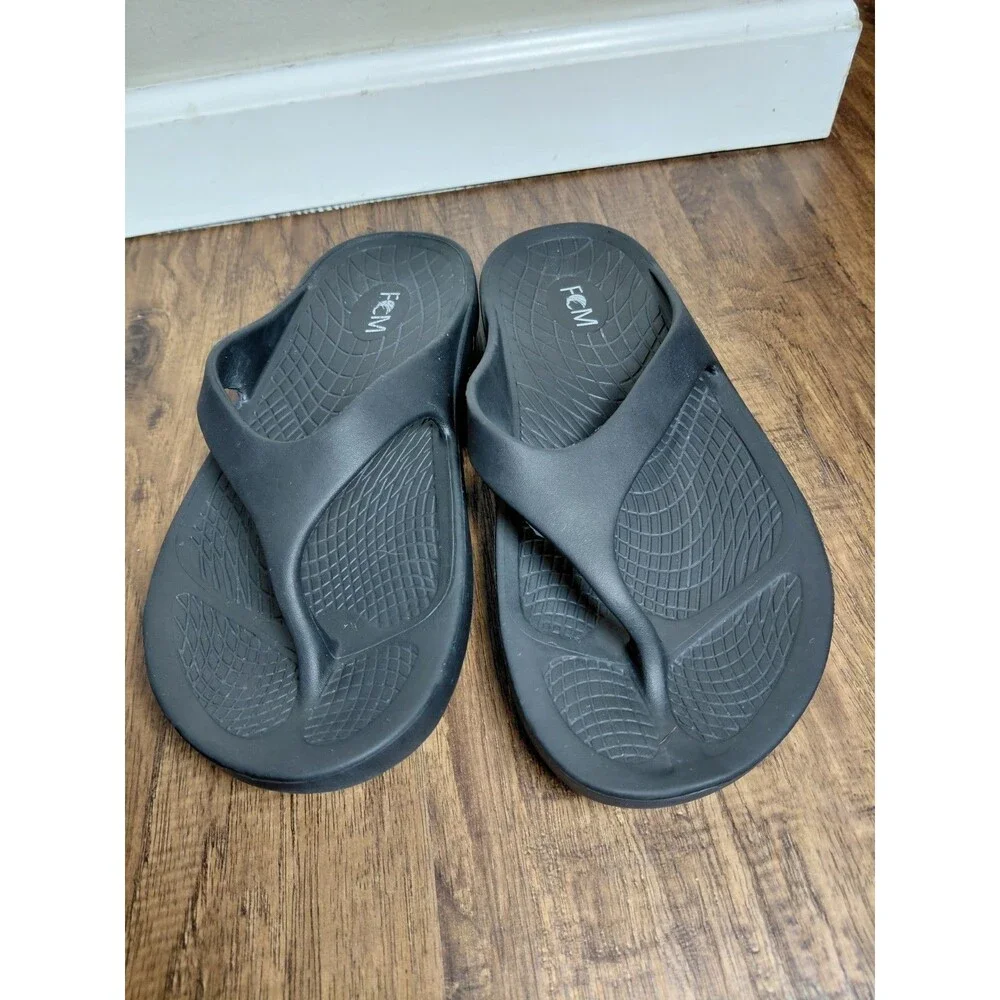 FCM Island Surf Black Cushioned FLIP/FLOP mens 10 EU 43 Comfort Rebound Foam